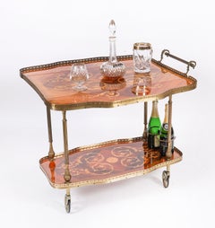 Vintage Sorrento Italian Marquetry Drinks Trolley Mid 20th Century