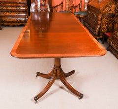 Vintage 8ft4" Twin Pillar Flame Mahogany Dining Table W. Tillman 20th Century