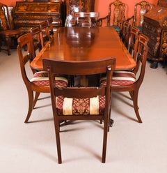 Vintage Twin Pillar Mahogany Dining Table W. Tillman & 10 chairs 20th Century
