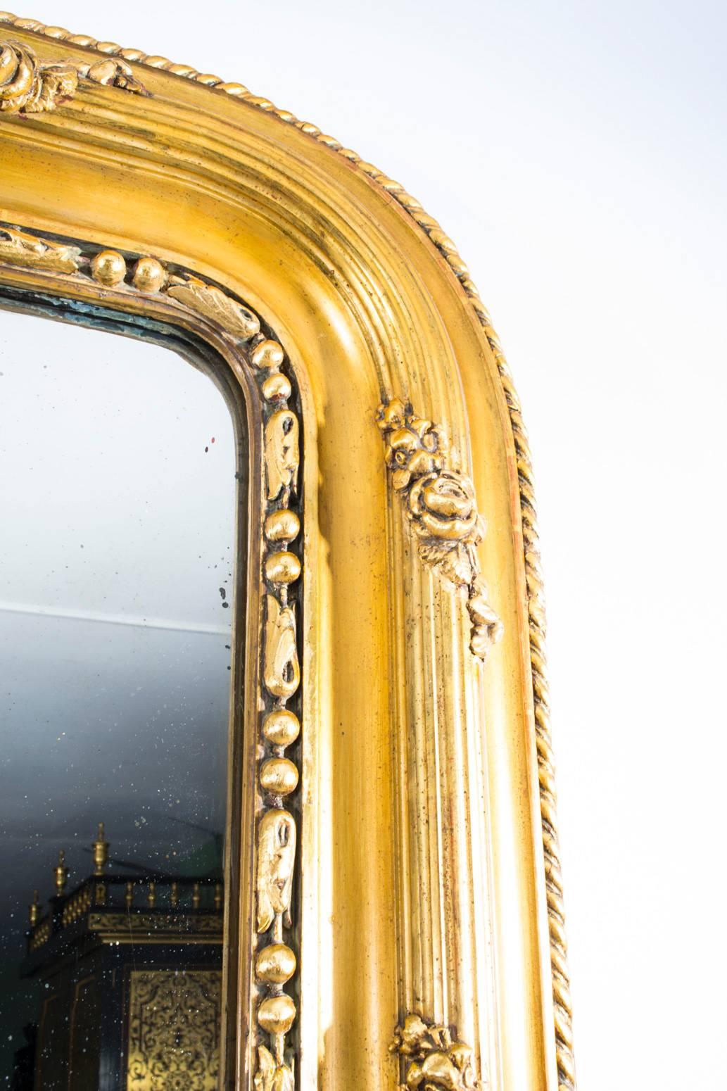 Antique French Giltwood and Gesso Overmantel Mirror, circa 1860 In Excellent Condition In London, GB