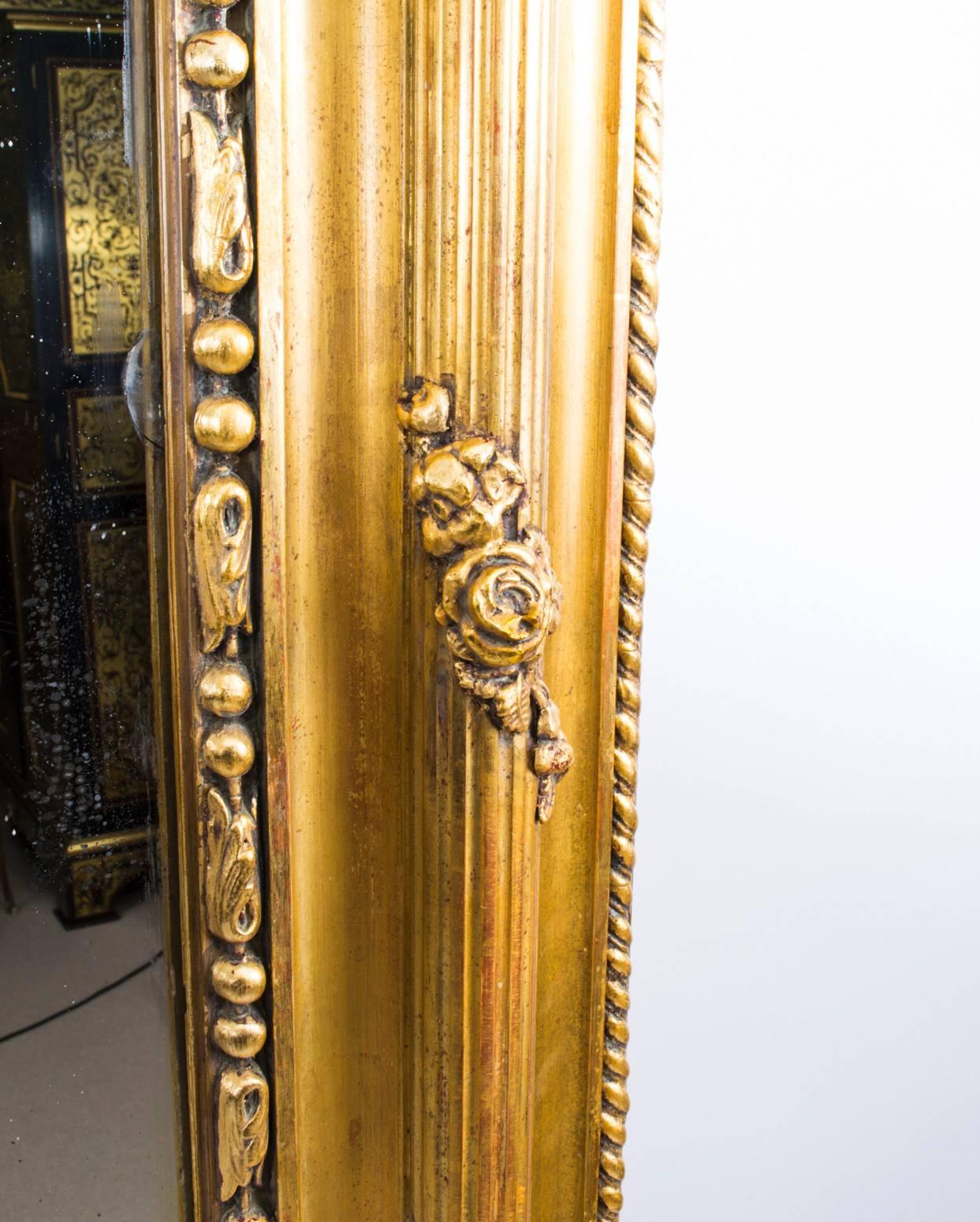 Antique French Giltwood and Gesso Overmantel Mirror, circa 1860 4