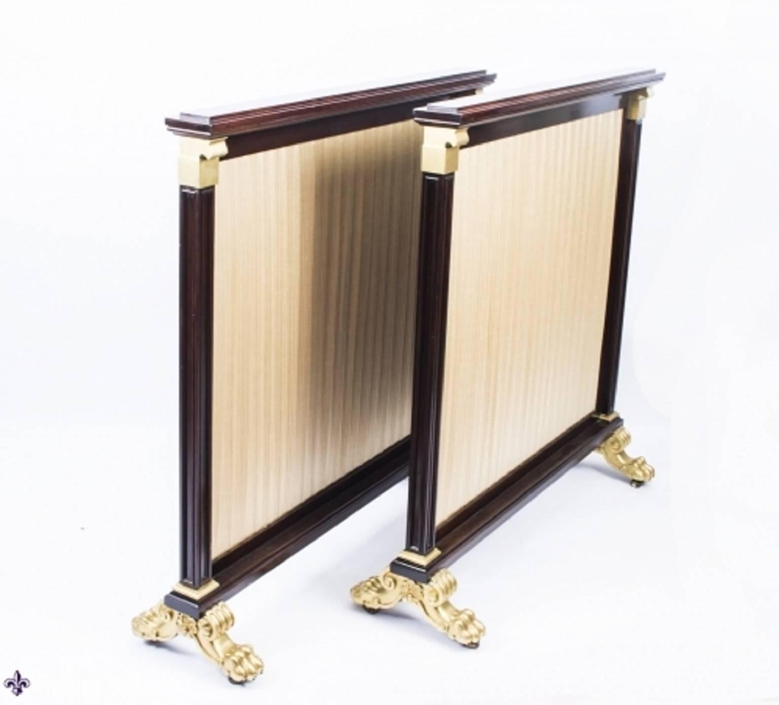 19th Century Pair of William IV Mahogany and Gilded Screens 2