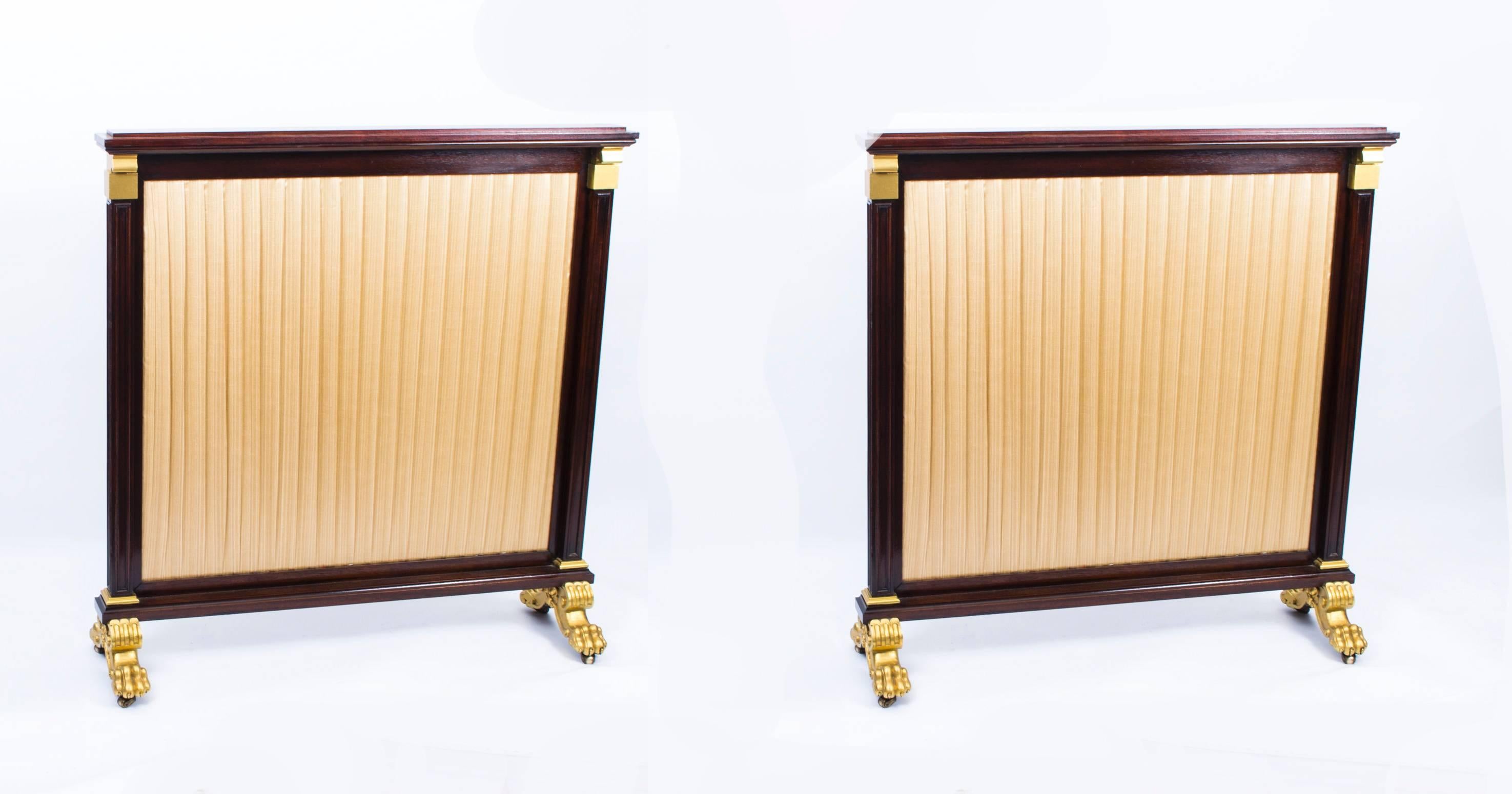 19th Century Pair of William IV Mahogany and Gilded Screens 3