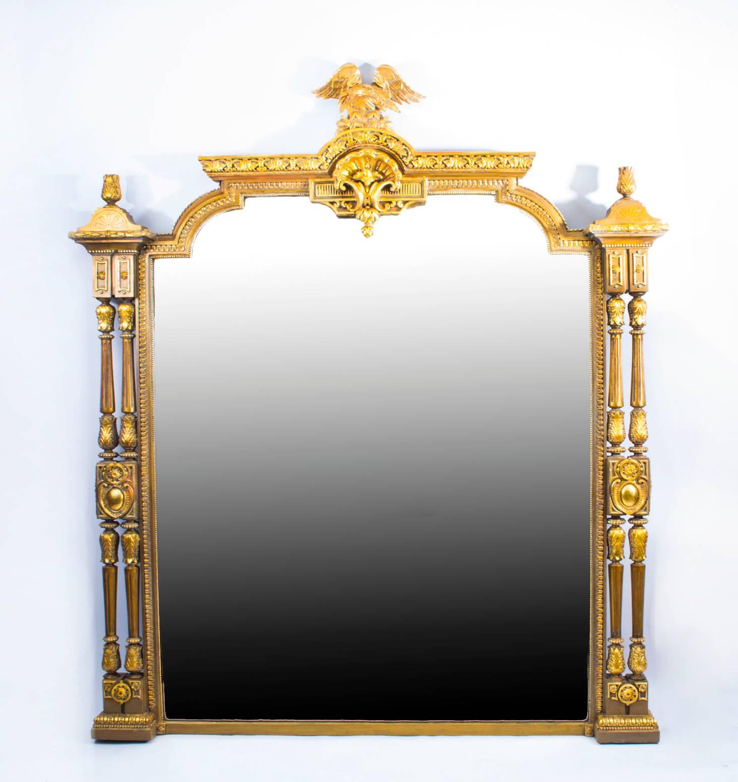 Antique Victorian Giltwood Overmantel Mirror, circa 1860 5