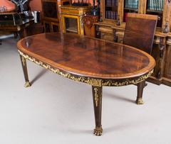 Antique Ormolu Mounted Flame Mahogany Dining Table, circa 1920