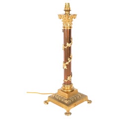 Antique Victorian Corinthian Column Ormolu Table Lamp 19th Century