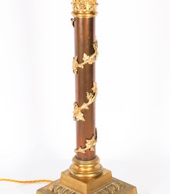 Antique Victorian Corinthian Column Ormolu Table Lamp 19th Century