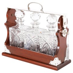 Vintage English Silver Plated Three Bottle Tantalus Late 20th Century