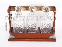 Vintage English Silver Plated Three Bottle Tantalus Late 20th Century
