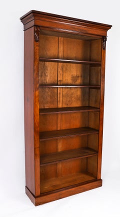 Antique Victorian Open Bookcase Adjustable Shelves 19th Century
