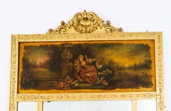 Antique Large French Giltwood Trumeau Mirror 140x103cm 4.6ftx3.5ft 19th Century