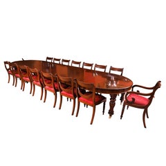 Antique 19th Century 16ft Mahogany Extending Dining Table & 16 Swag Back Chairs