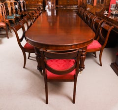 Antique 19th Century 16ft Mahogany Extending Dining Table & 16 Swag Back Chairs