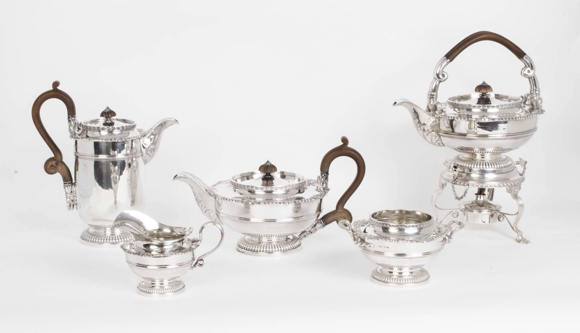 Antique Silver Tea Coffee Set of Five Paul Storr Style, 1917 5