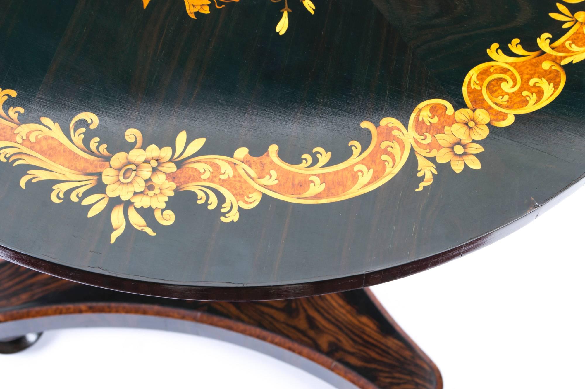 Early 19th Century Antique Regency Coromandel Inlaid Occasional Table, circa 1825