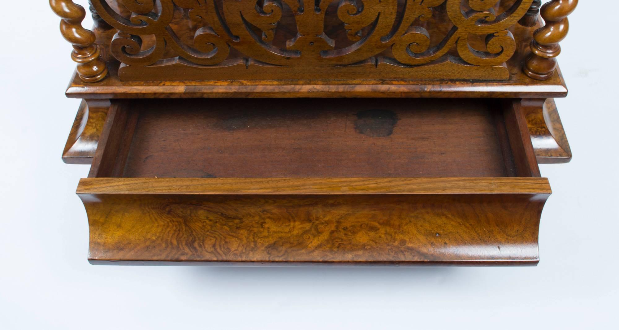 19th Century Victorian Burr Walnut Canterbury In Excellent Condition In London, GB