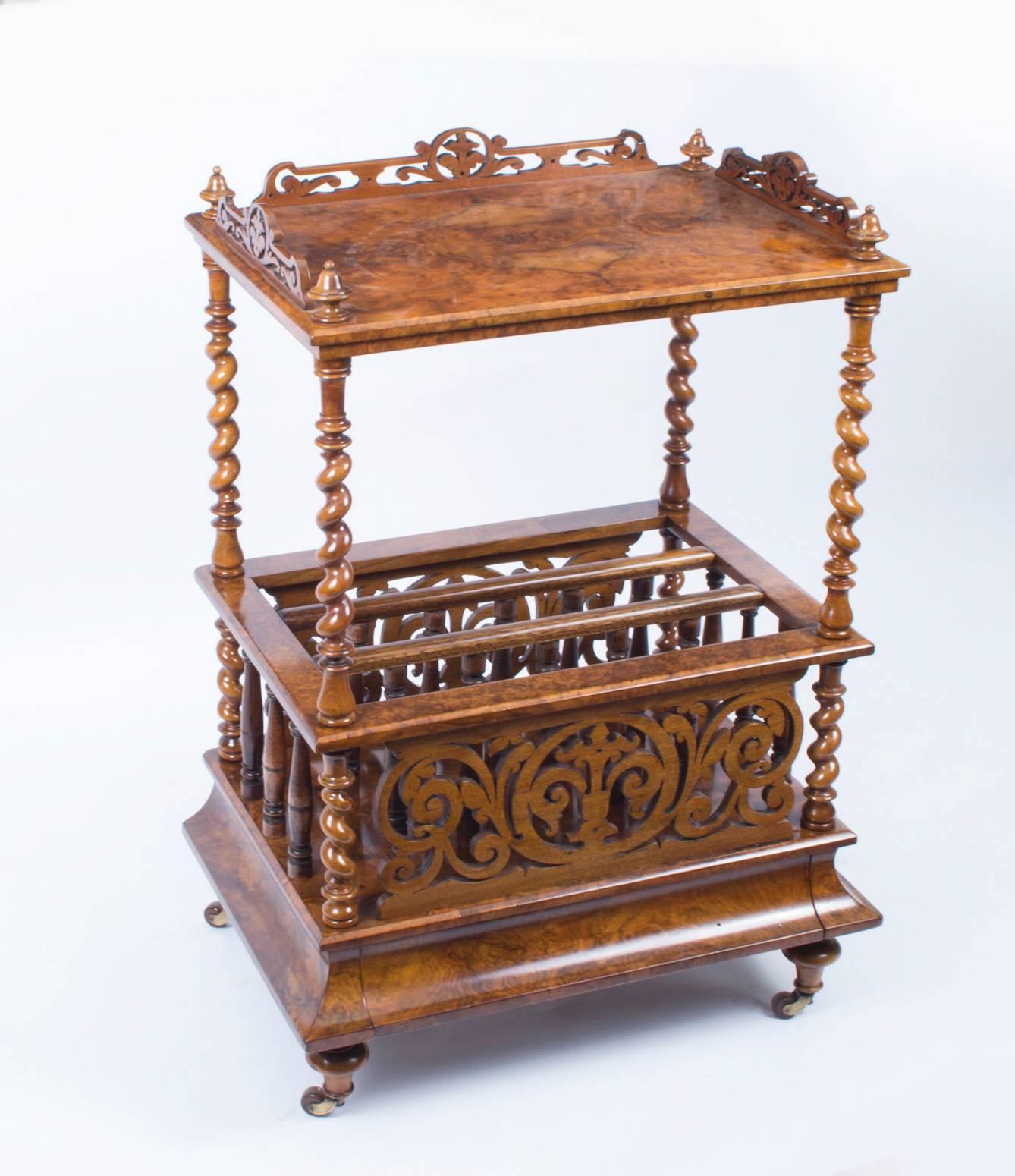 19th Century Victorian Burr Walnut Canterbury 3