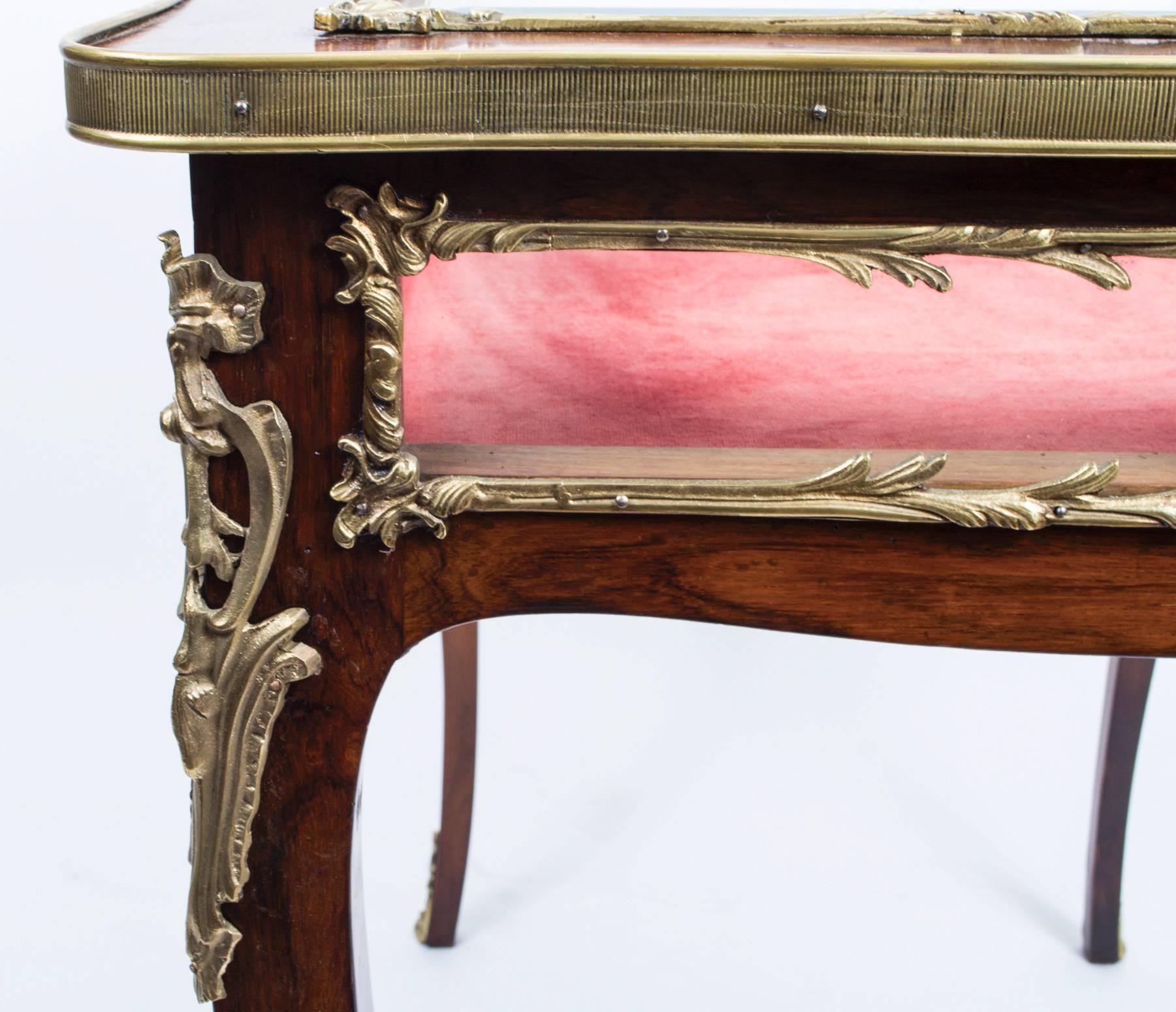 Antique French Kingwood and Ormolu Bijouterie Display Table 3