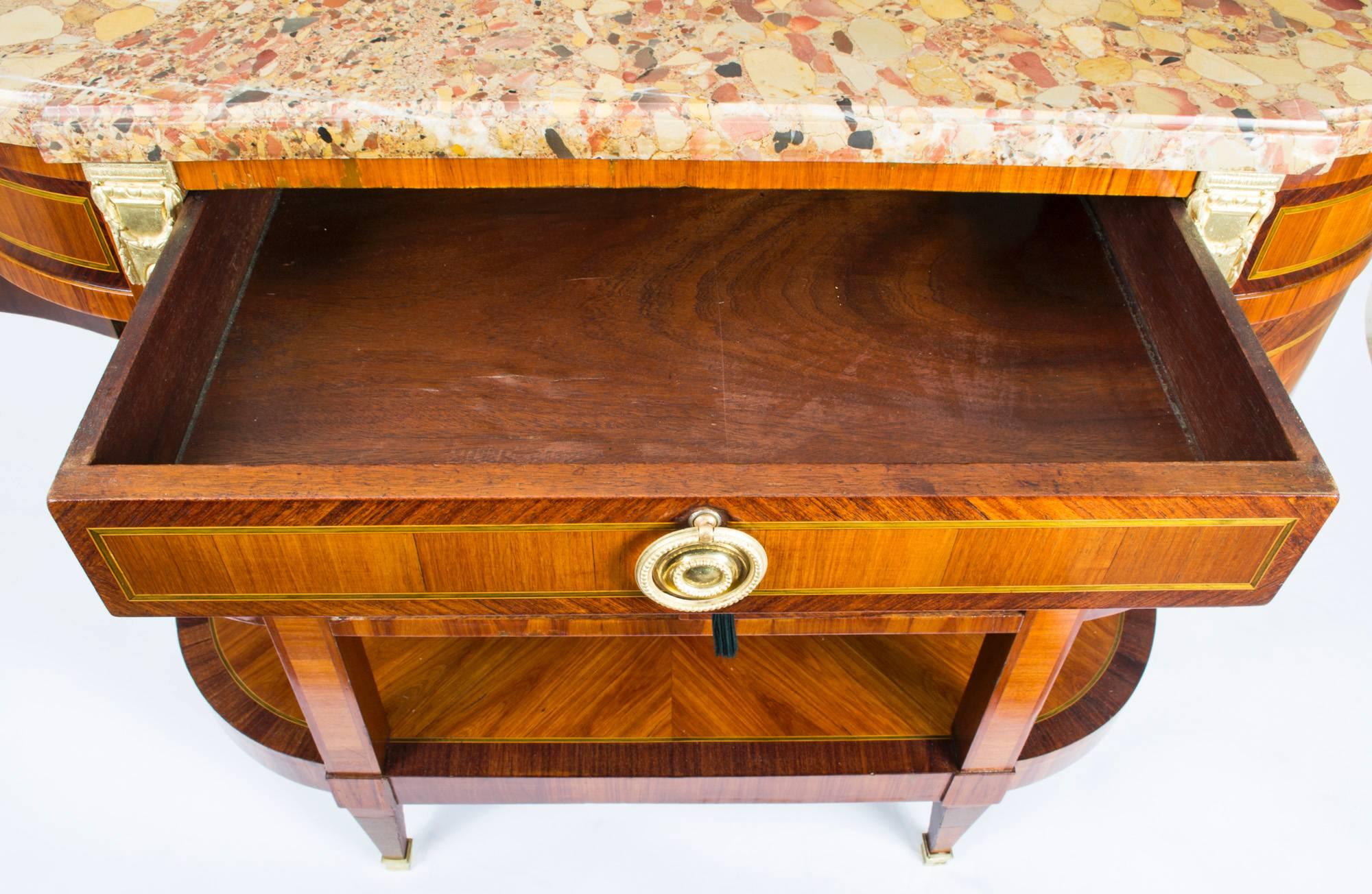 Louis XV 19th Century French Marquetry Sideboard Marble Top