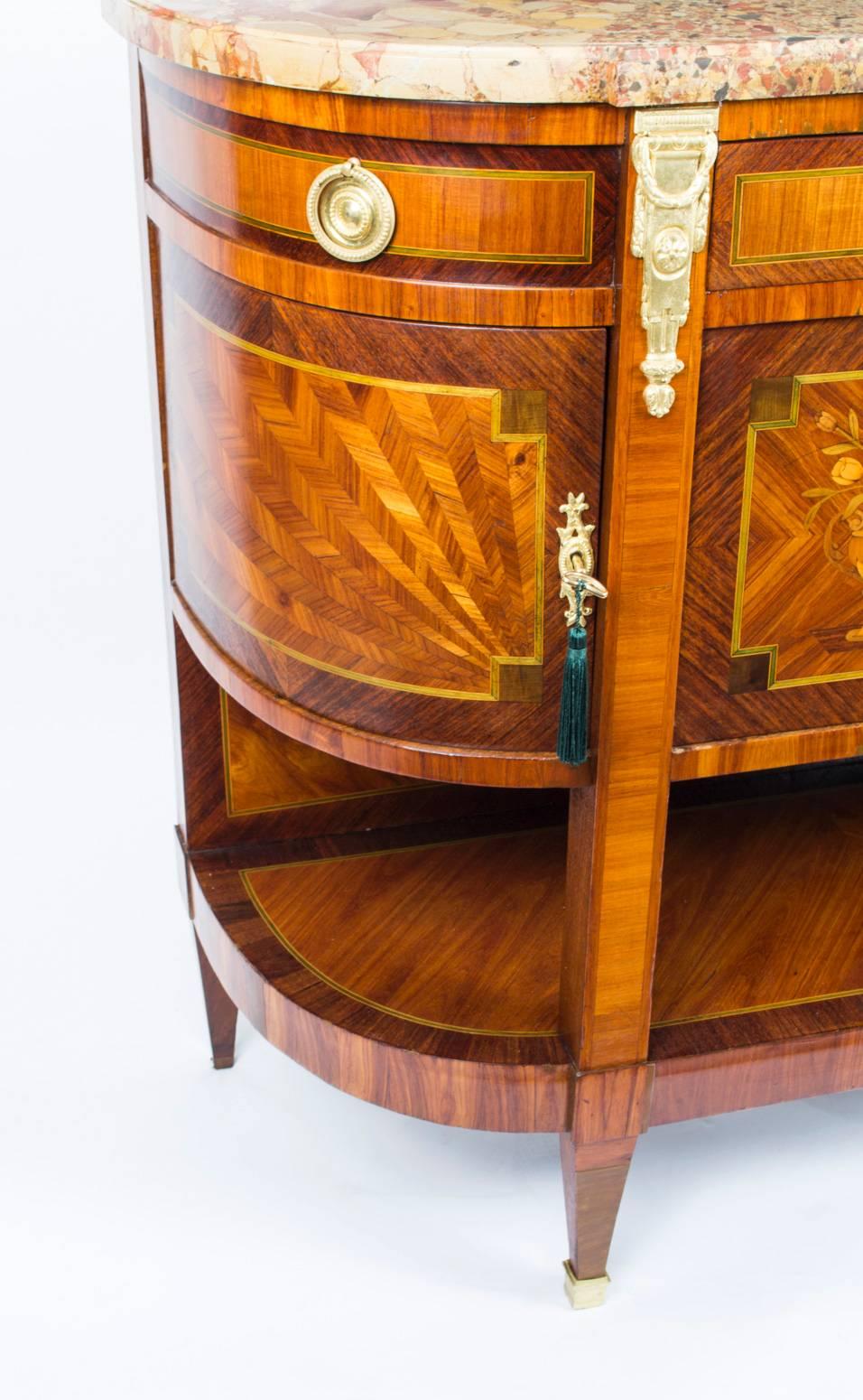 Late 19th Century 19th Century French Marquetry Sideboard Marble Top
