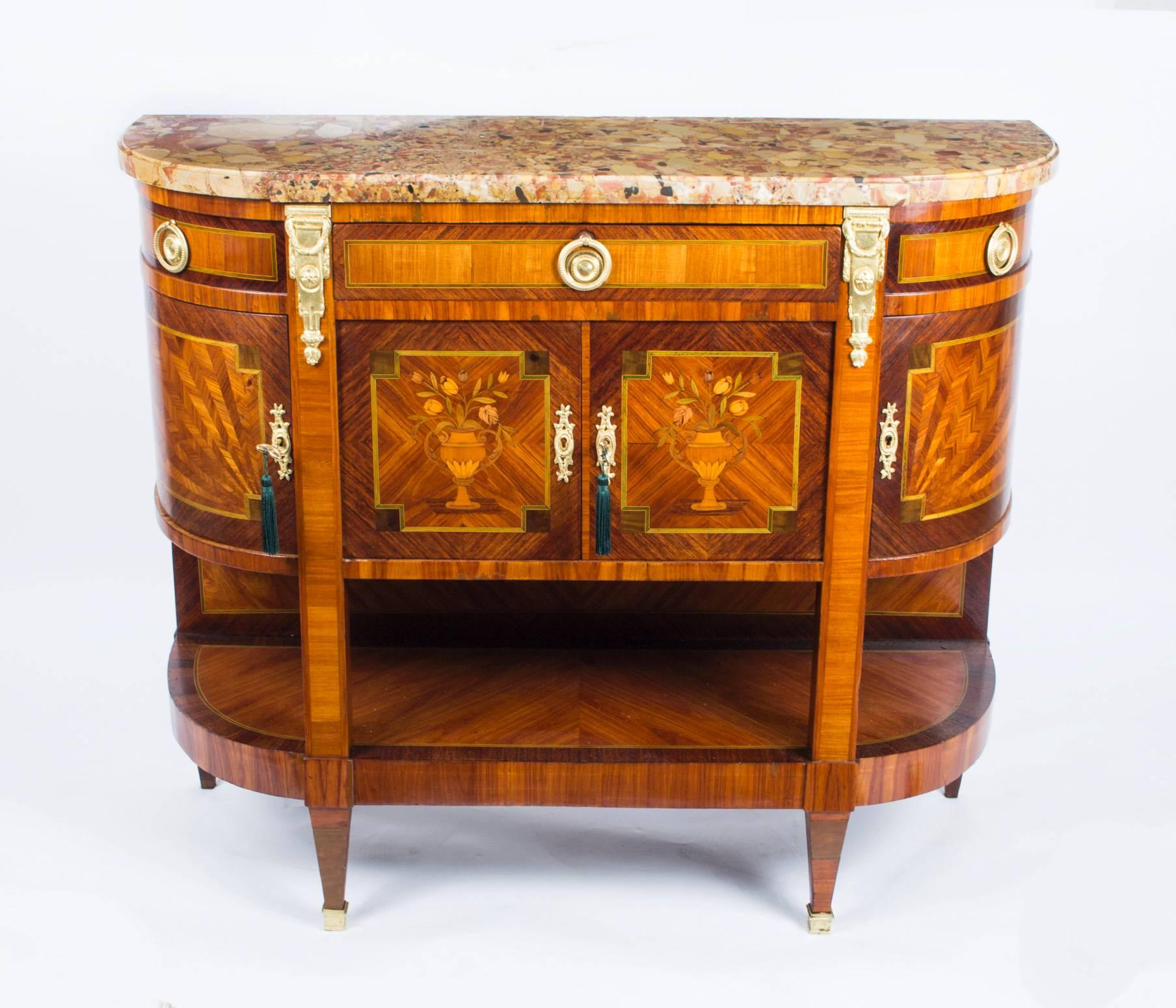 19th Century French Marquetry Sideboard Marble Top 3