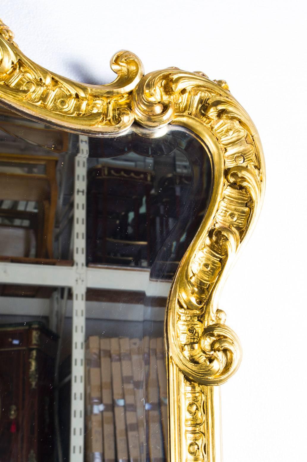 Late 19th Century Antique Victorian Pair of French Giltwood Pier Mirrors 19th c