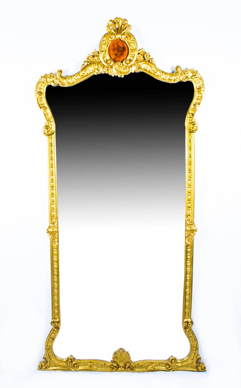 Antique Victorian Pair of French Giltwood Pier Mirrors 19th c 4