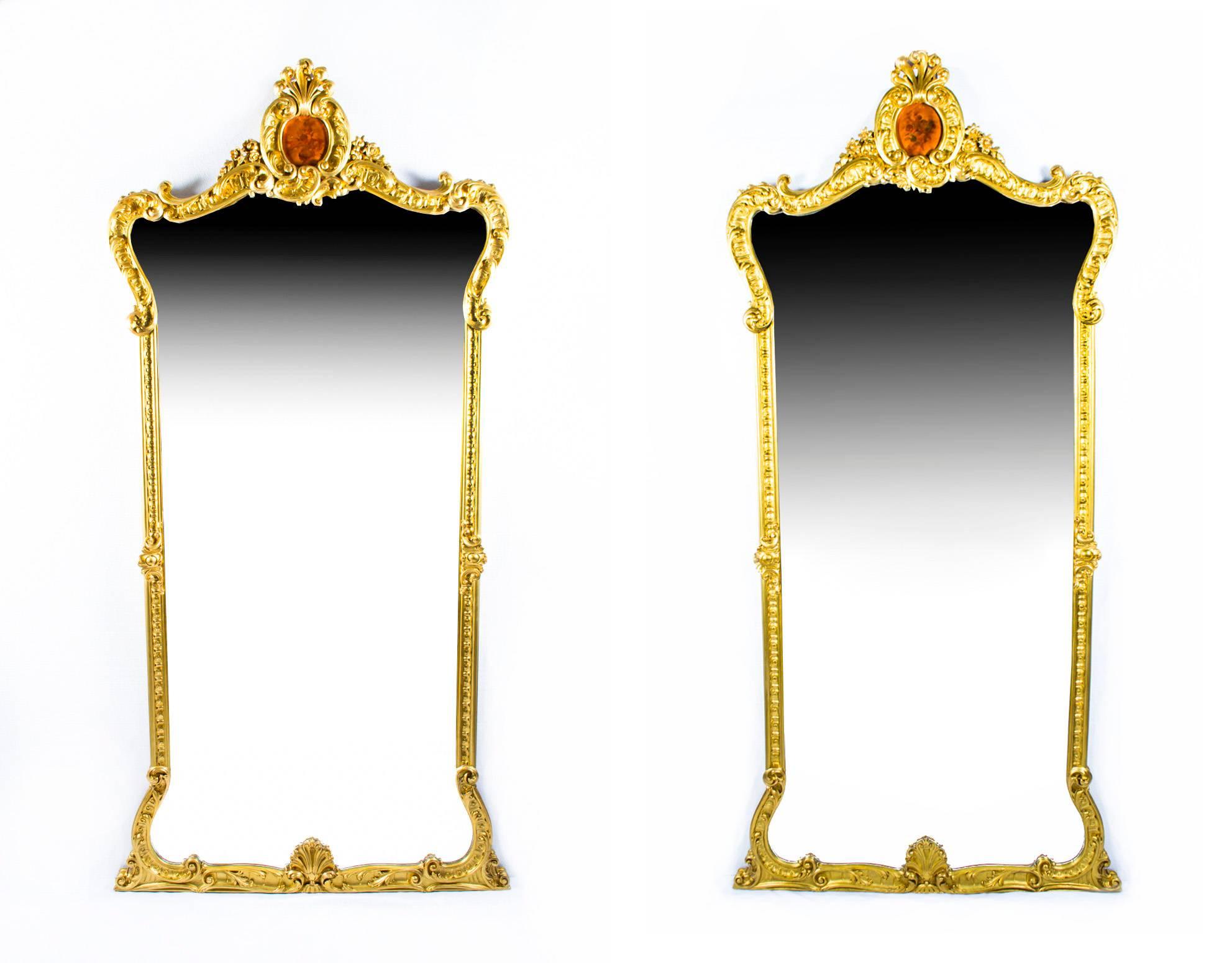 Antique Victorian Pair of French Giltwood Pier Mirrors 19th c 5