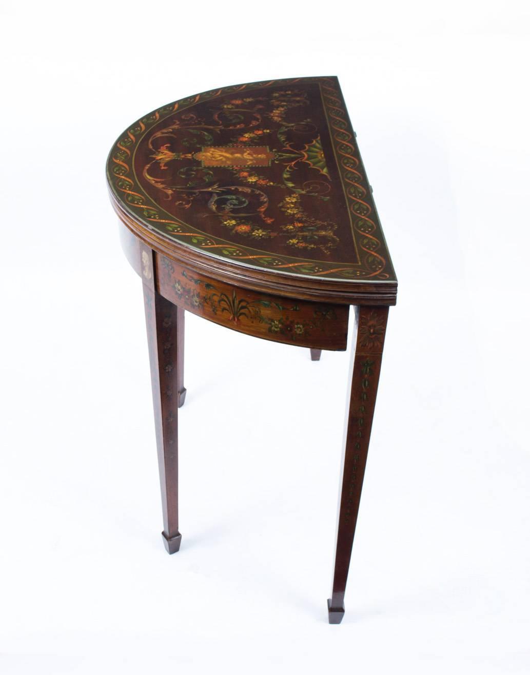 Antique Half Moon Card Console Table, circa 1870 For Sale at 1stdibs