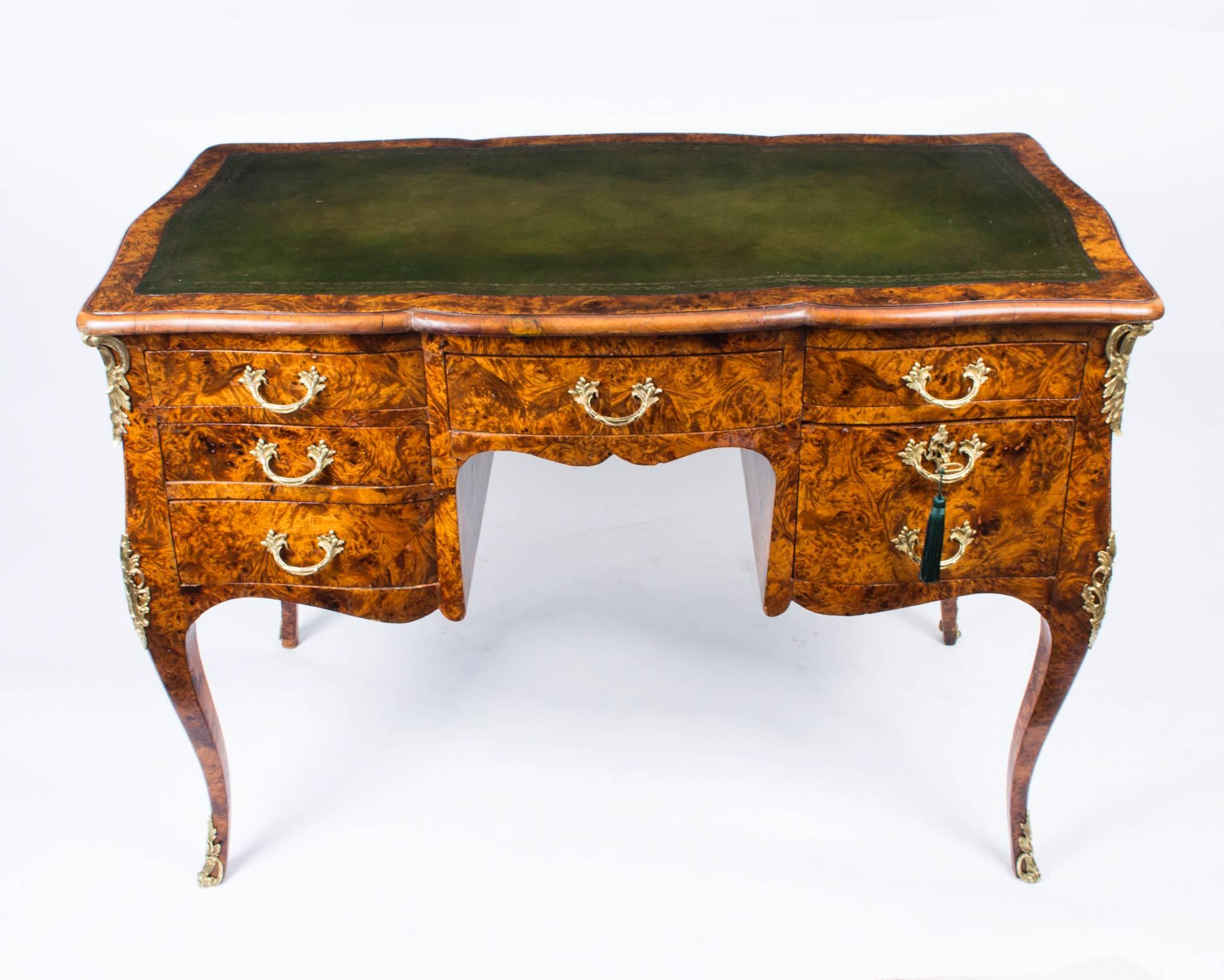 Antique French Pollard Oak Writing Table Desk, circa 1850 3