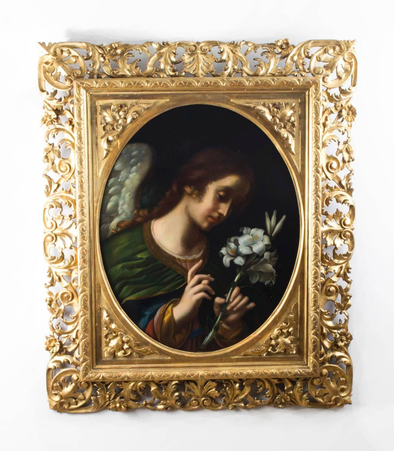 Mid-19th Century Antique Painting Angel of the Annunciation Carlo Dolci