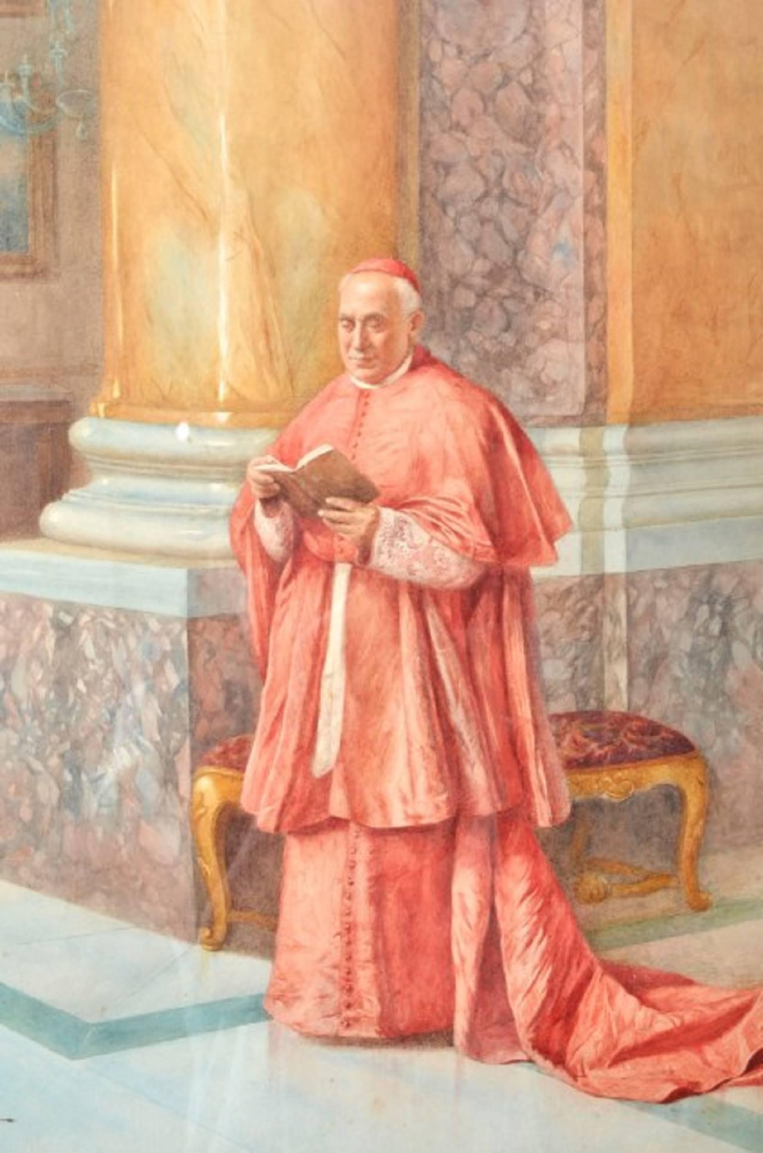 Antique  Pair of Watercolours 'Cardinals' E Tarenghi  Early 20th Century In Excellent Condition In London, GB