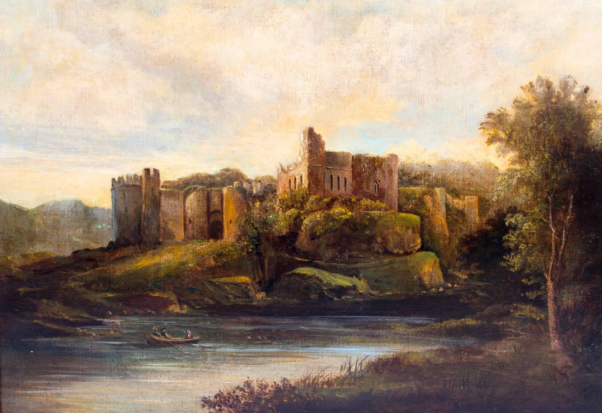 This is a beautiful antique oil painting which depicts the ruins of Chepstow Castle in Monmouthshire which is situated on a cliff above the River Wye.

It is attributed to the 19th century English School.

It is a delightful and tranquil picture
