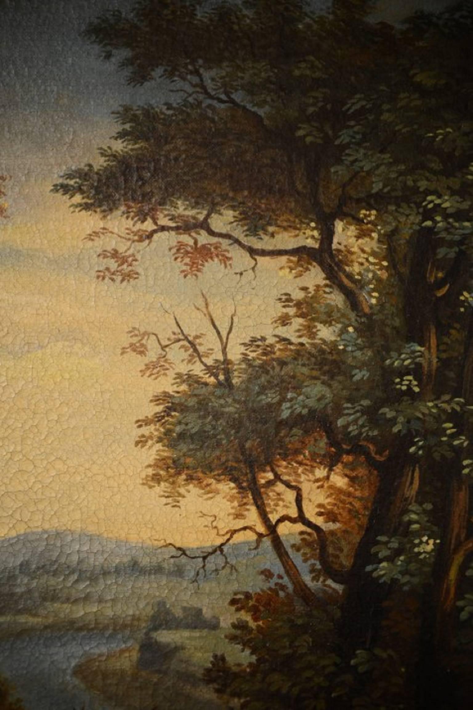 Mid-18th Century Antique Painting Rocky Landscape XVIII Century