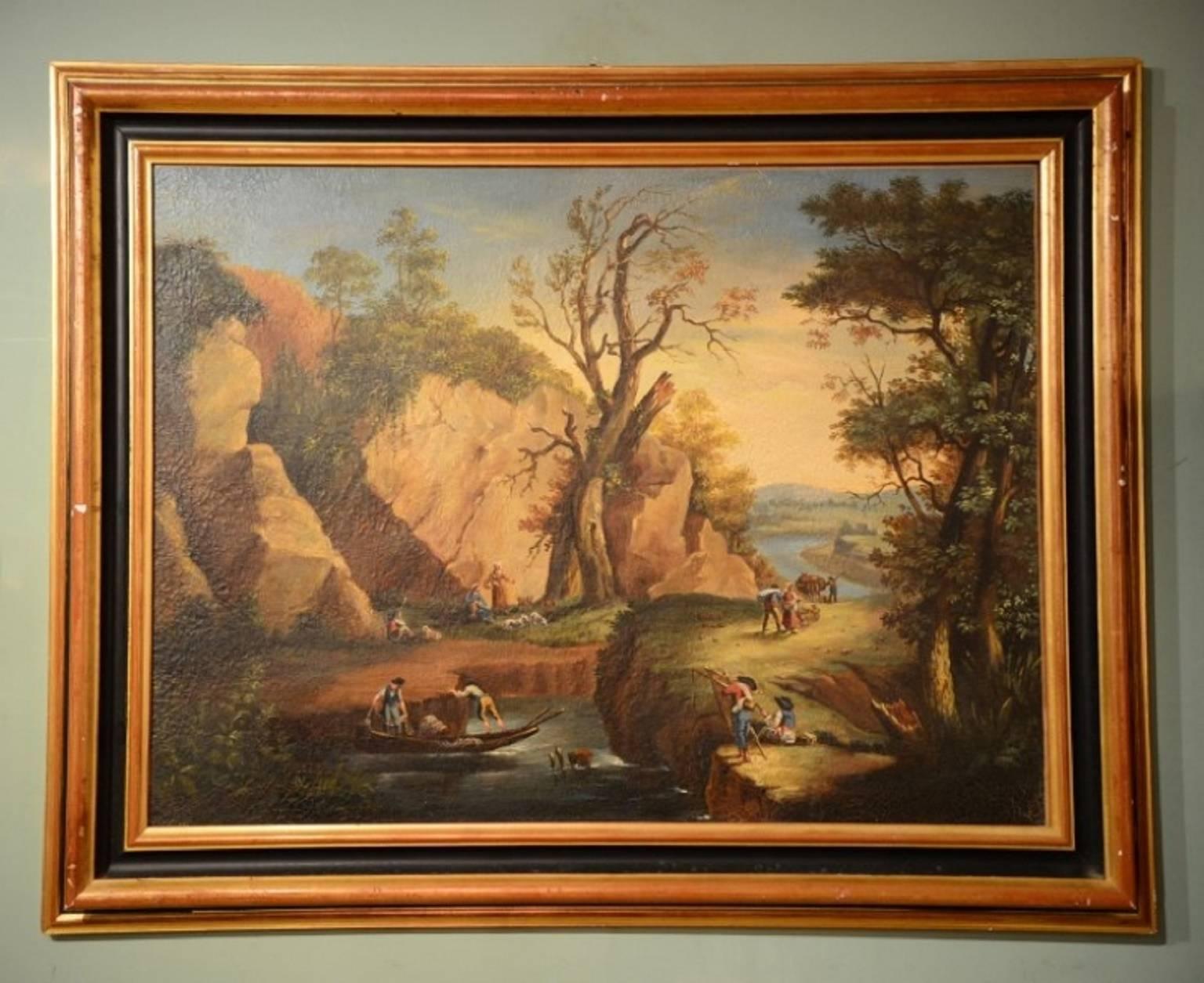Antique Painting Rocky Landscape XVIII Century 1
