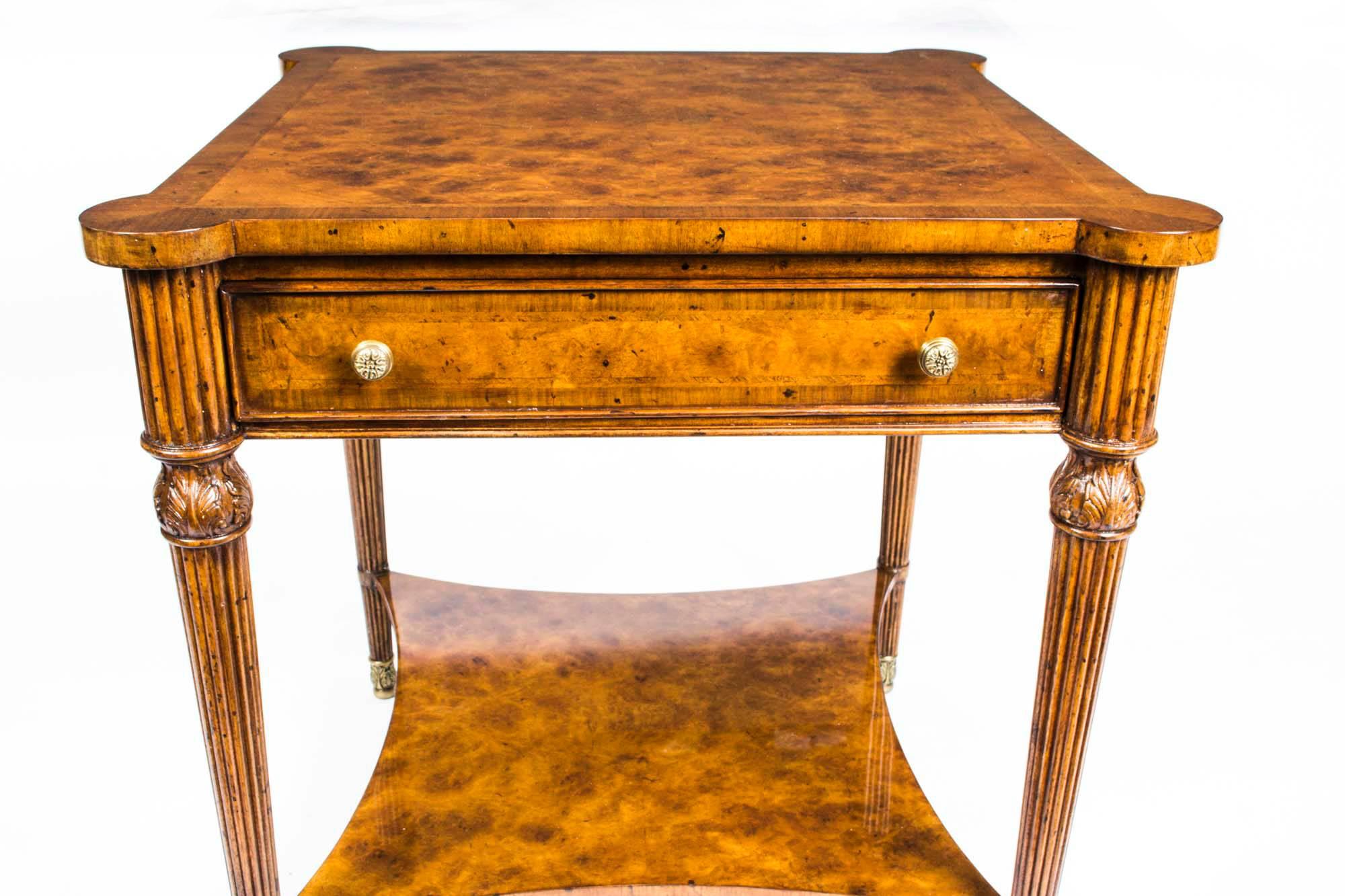 Fab Pair of Burr Walnut Side Tables with Slides and Drawers 1