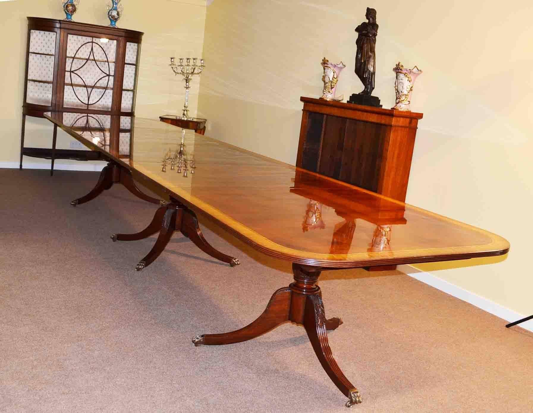 Late 20th Century Regency Dining Table and 16 Chairs Flame Mahogany