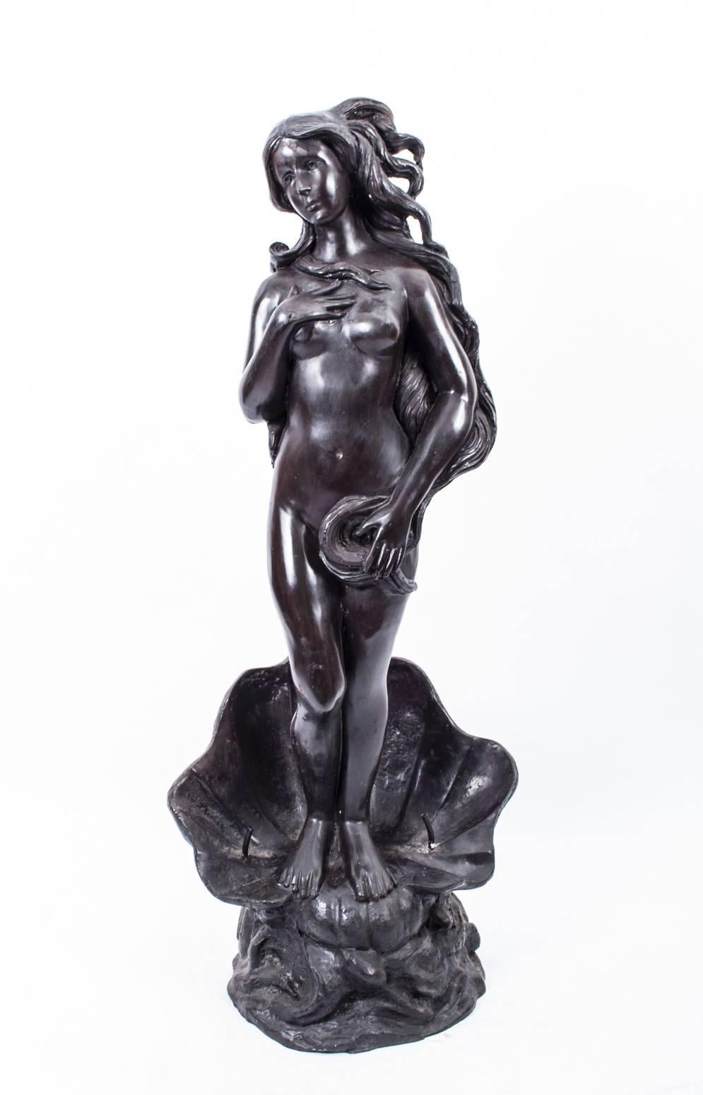 English Venus by Botticelli Lage Bronze Sculpture For Sale