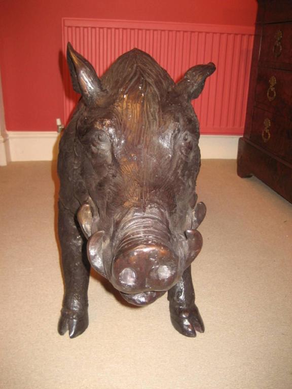 Magnificent Lifesize Bronze Wild Boar Sculpture at 1stdibs