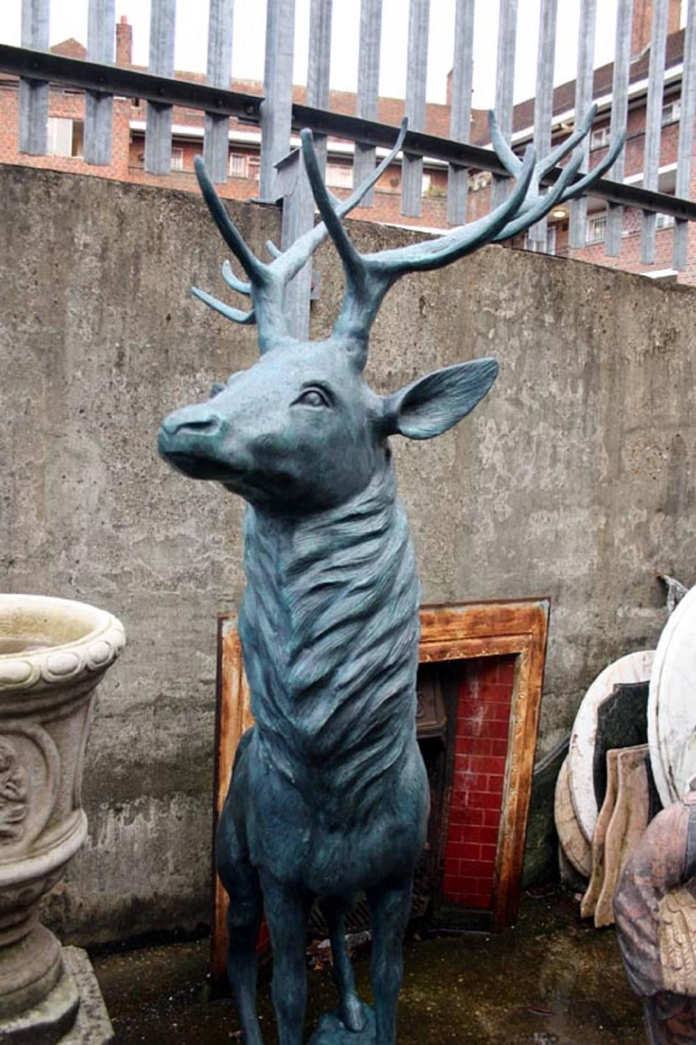 Magnificent Pair of Lifesize Bronze Reindeer Statues For Sale at 1stdibs