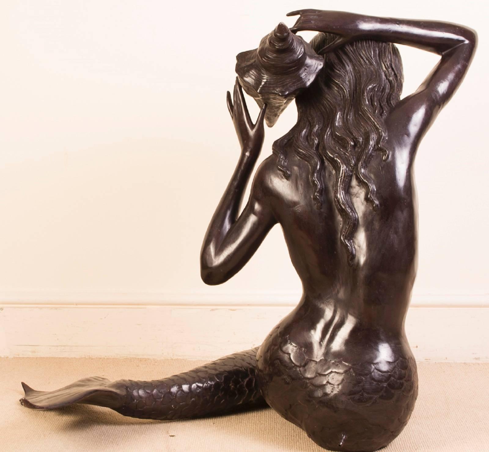 Late 20th Century Bronze Mermaid Fountain Siren