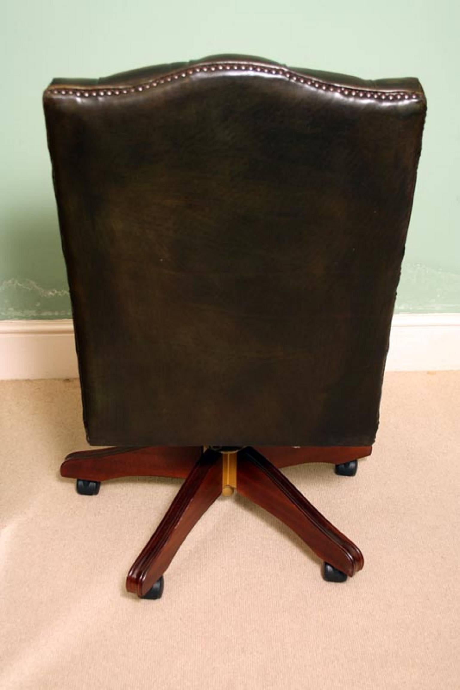 English Handmade Gainsborough Leather Desk Chair Green For At Gainsborough Leather Desk Chair