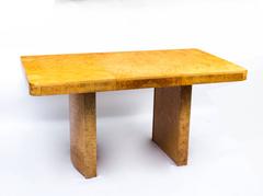 Antique Art Deco Bird's-Eye Maple Dining Table and Six Chairs