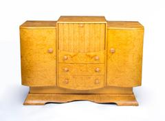 1930s Art Deco Birdseye Maple Cocktail Sideboard