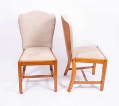1930s Set of Six Walnut Art Deco Dining Chairs Epstein