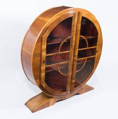 Antique Art Deco Figured Walnut Display Cabinet, circa 1930
