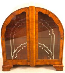 1920s Art Deco Walnut Display Cabinet or Bookcase