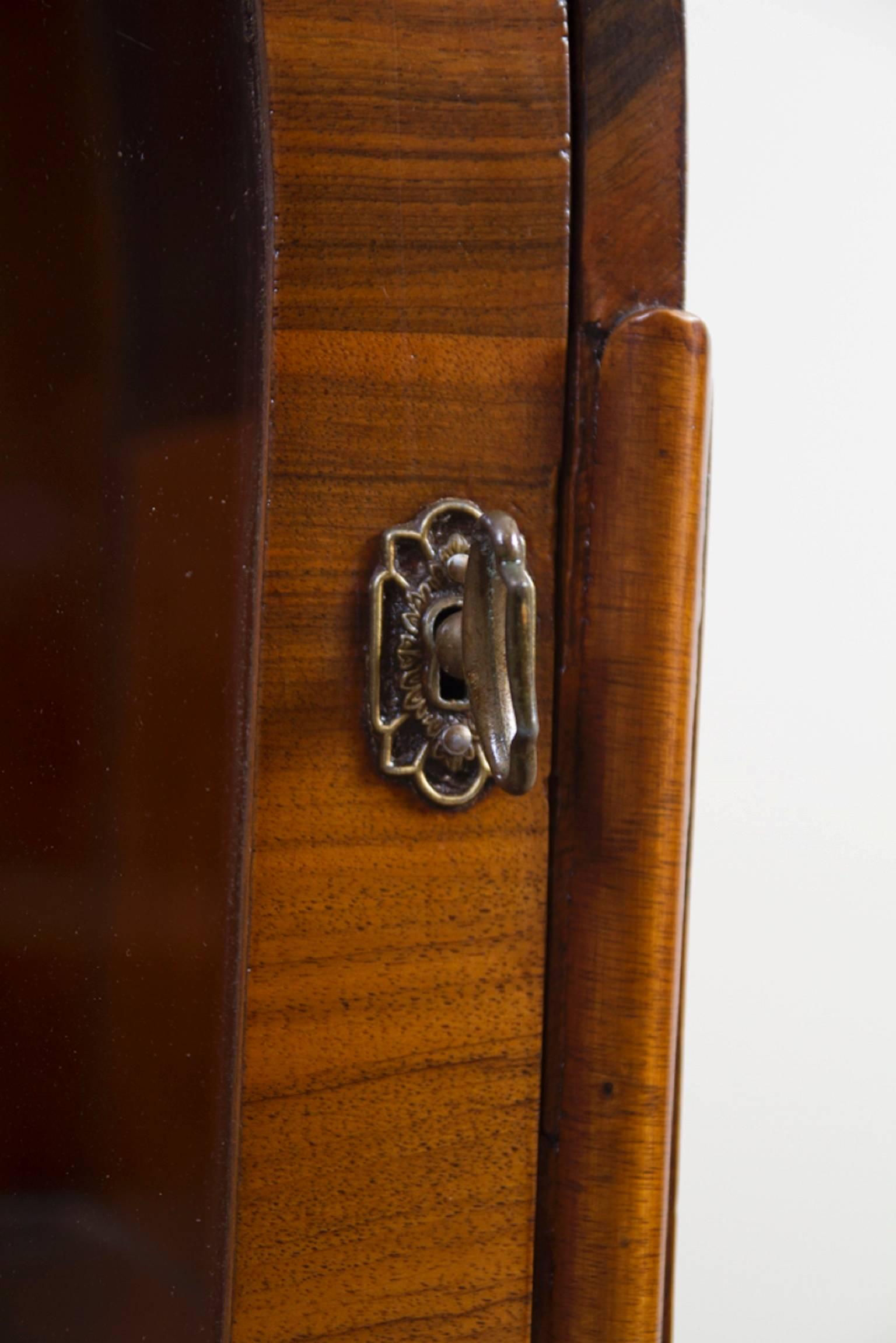 English 1920s Art Deco Walnut Display Cabinet or Bookcase