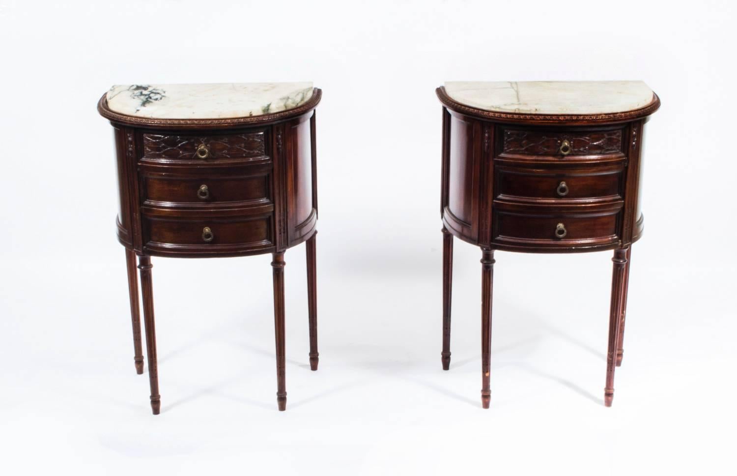 Early 20th Century Pair of Italian Bedside Cabinets 6