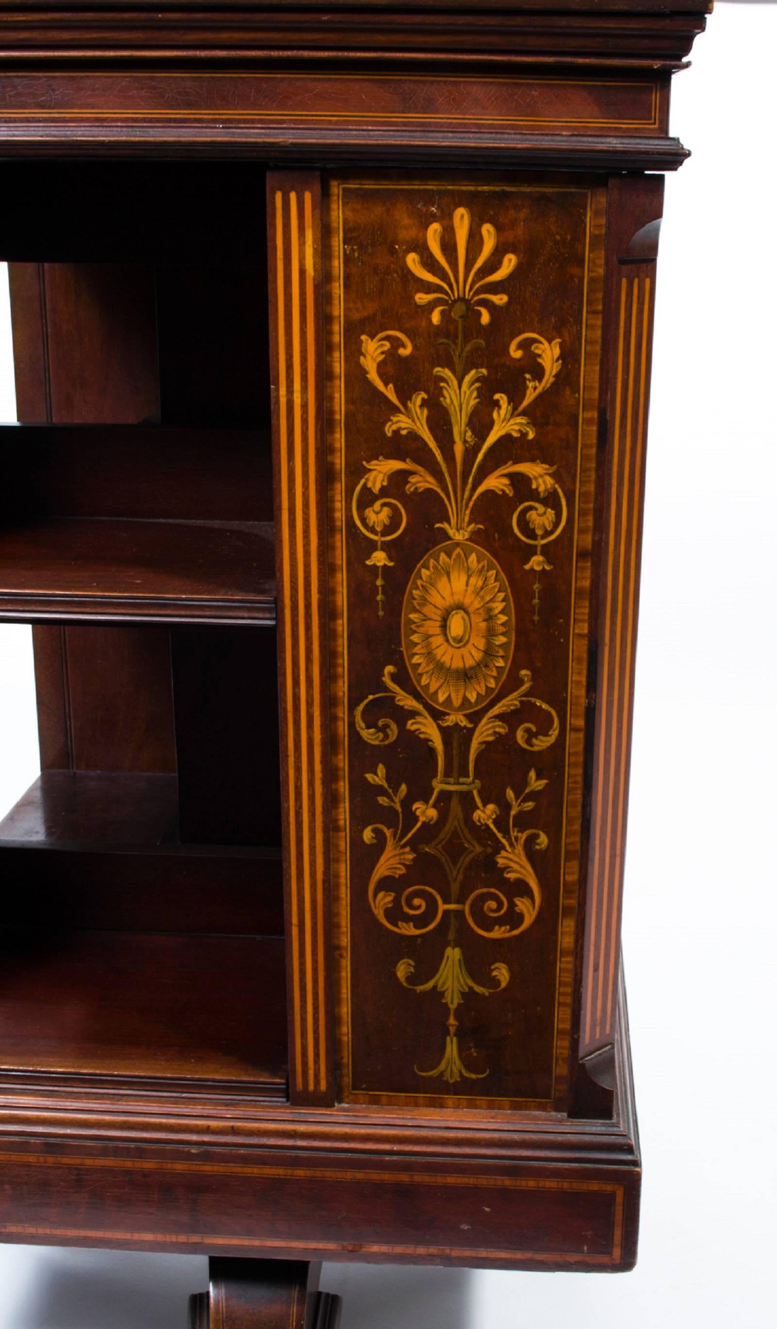 Antique Mahogany Inlaid Revolving Bookcase, circa 1890 In Excellent Condition In London, GB
